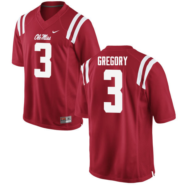 DeMarcus Gregory Ole Miss Rebels NCAA Men's Red #3 Stitched Limited College Football Jersey MXL3158BY